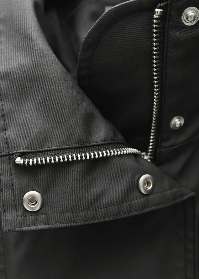 MANGO Oversize button down parka Black