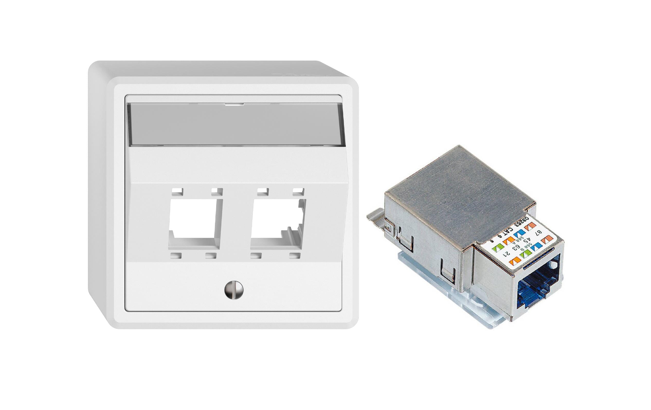 AP-Netzwerkdose 2 x RJ45AP-Montageset R+M freenet mit Anschlussmodul R&M freenet Cat. 6, 1x RJ45 geschirmt