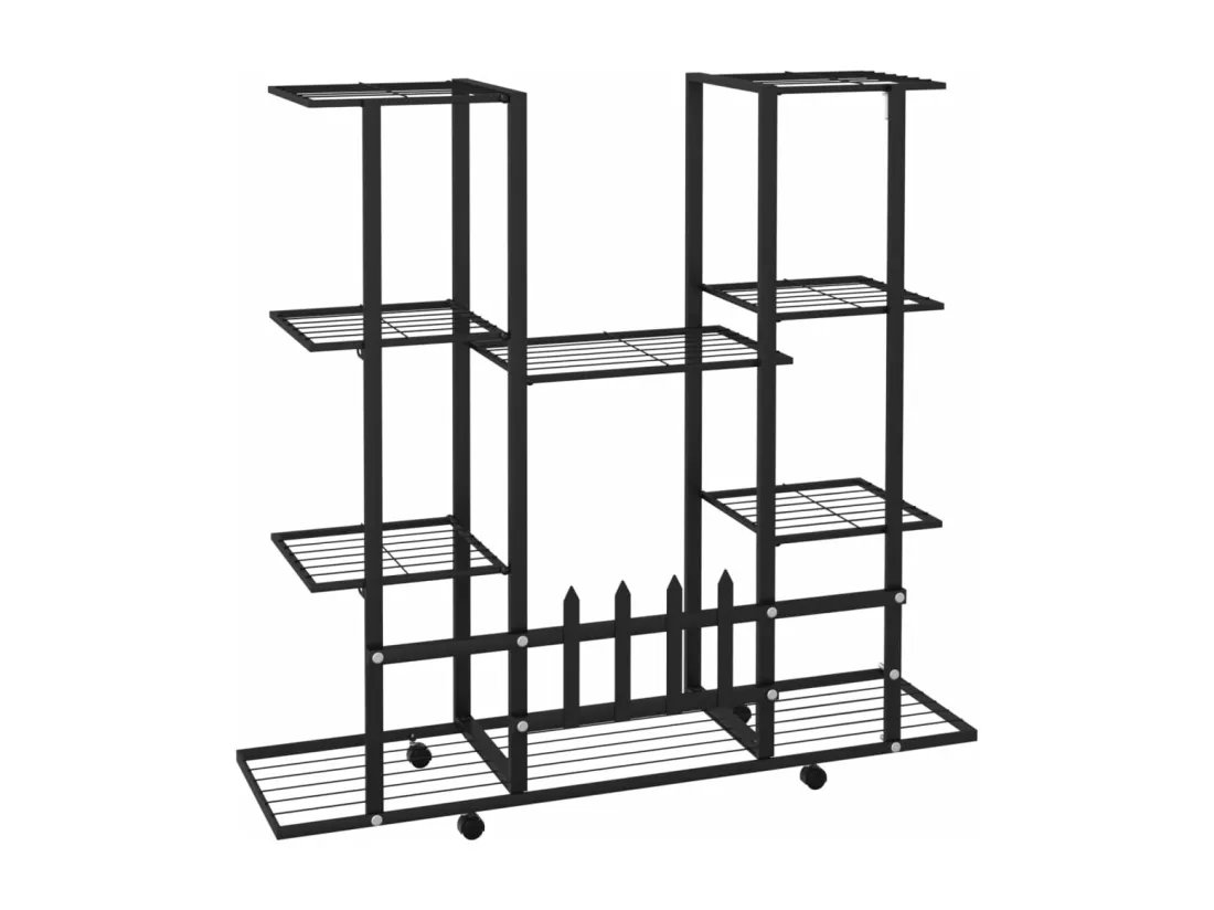 Jardinière avec roues 94,5x24,5x91,5 cm Noir Fer