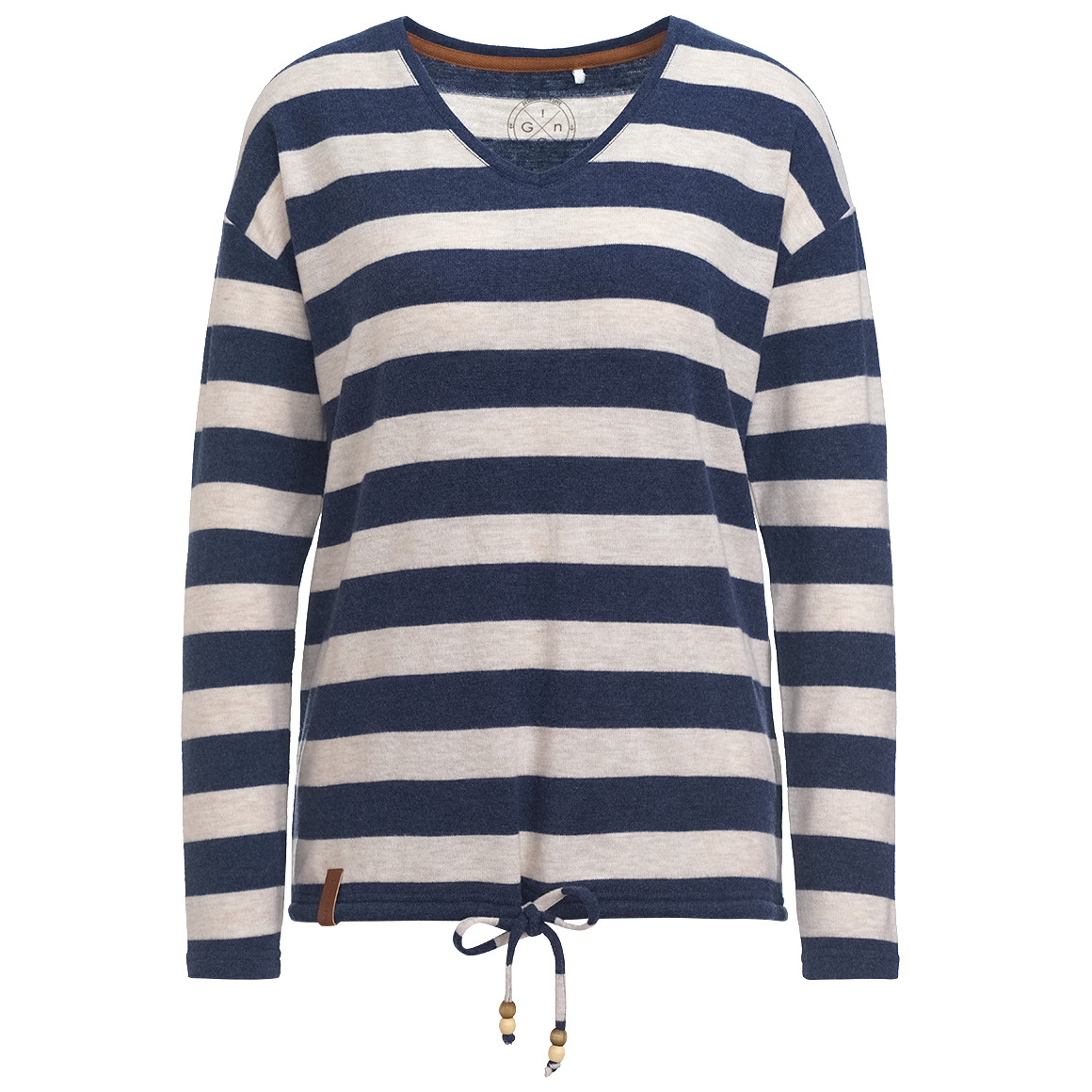 Gina Damen Langarmshirt mit Streifen dunkelblau / weiss