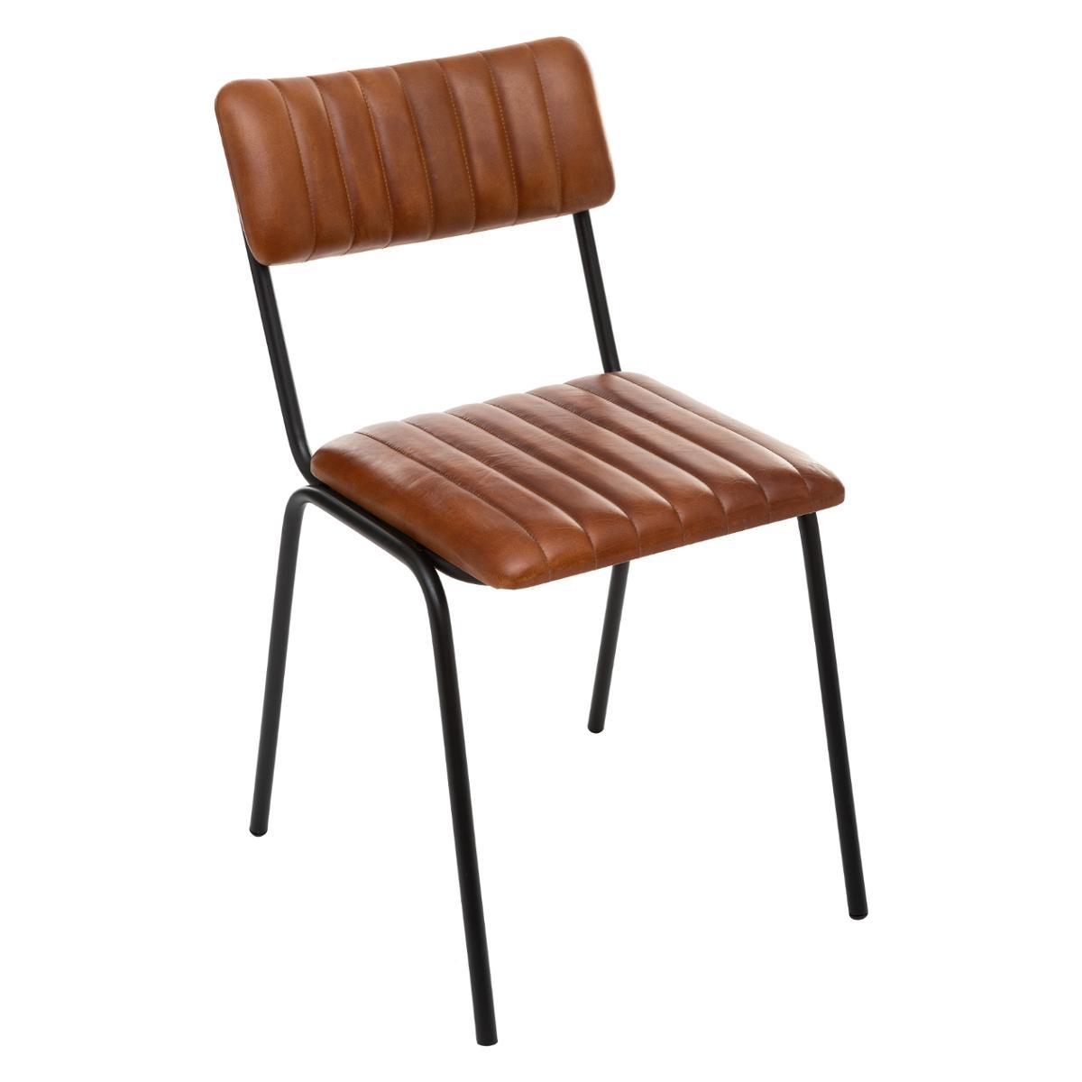 CHAISE CUIR COGNAC DARIO