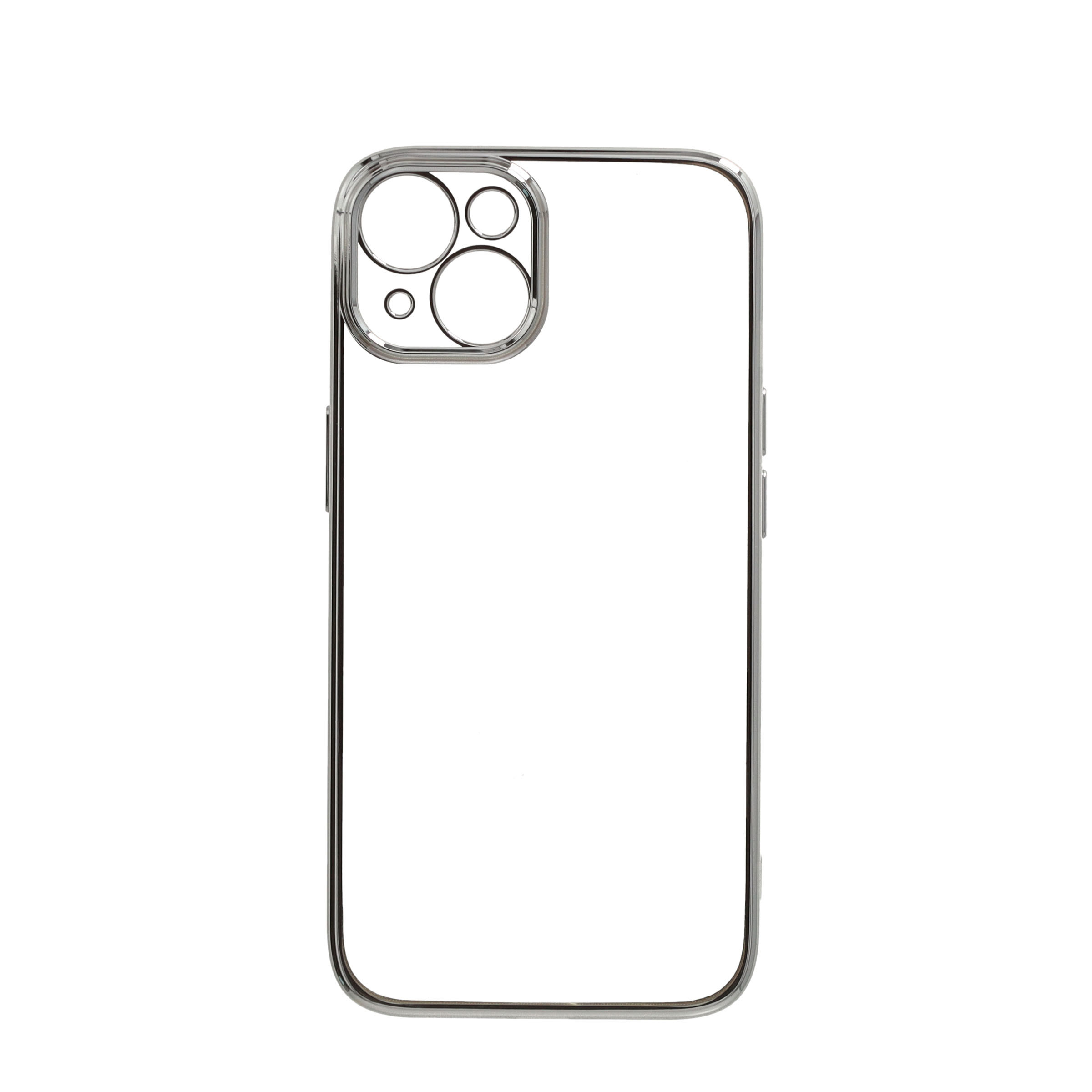 iPhone 13 Gummi Case Hülle Galvanisierter Rahmen   Kameraschutz - Silber