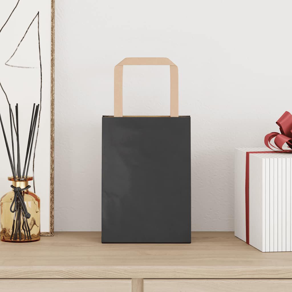 vidaXL Papieren zakken 50 stuks met handvatten zwart 15x8x21 cm