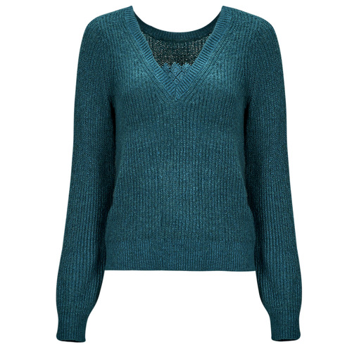 Vila - VIDEBRA REV L/S V-NECK KNIT TOP - Bleu