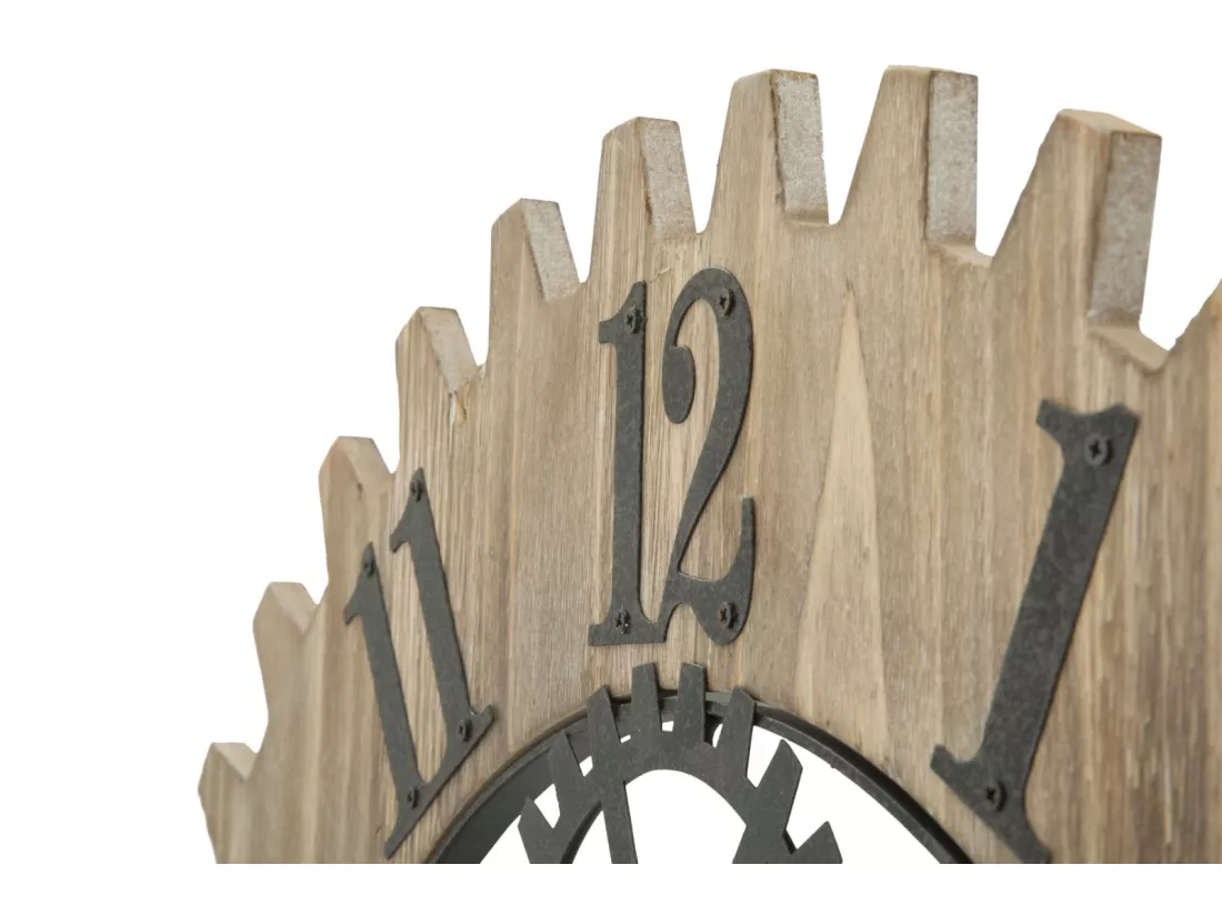 Horloge murale en métal et bois marron Ø cm 60x4