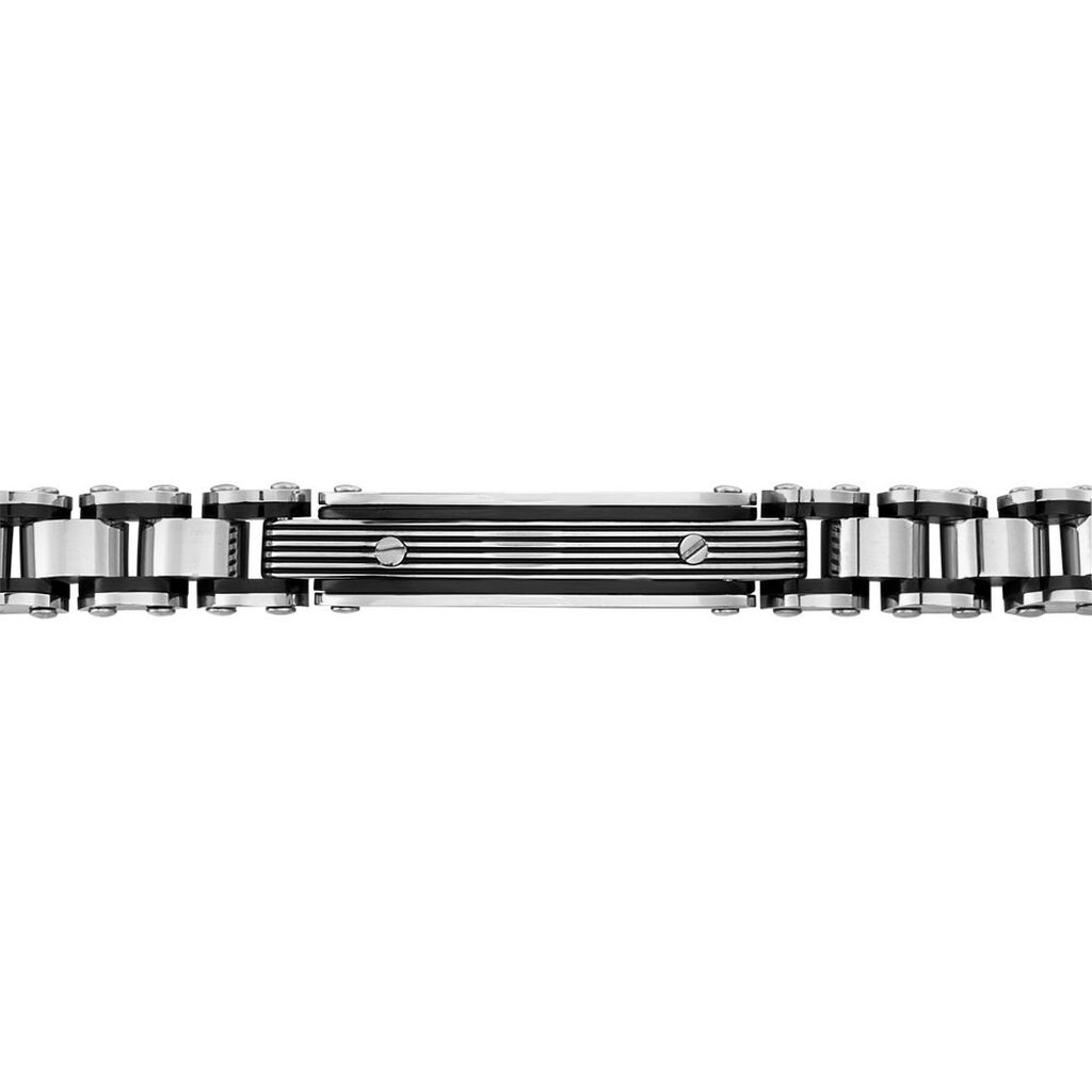 Bracelet Identite Acier Blanc Et Noir Blas