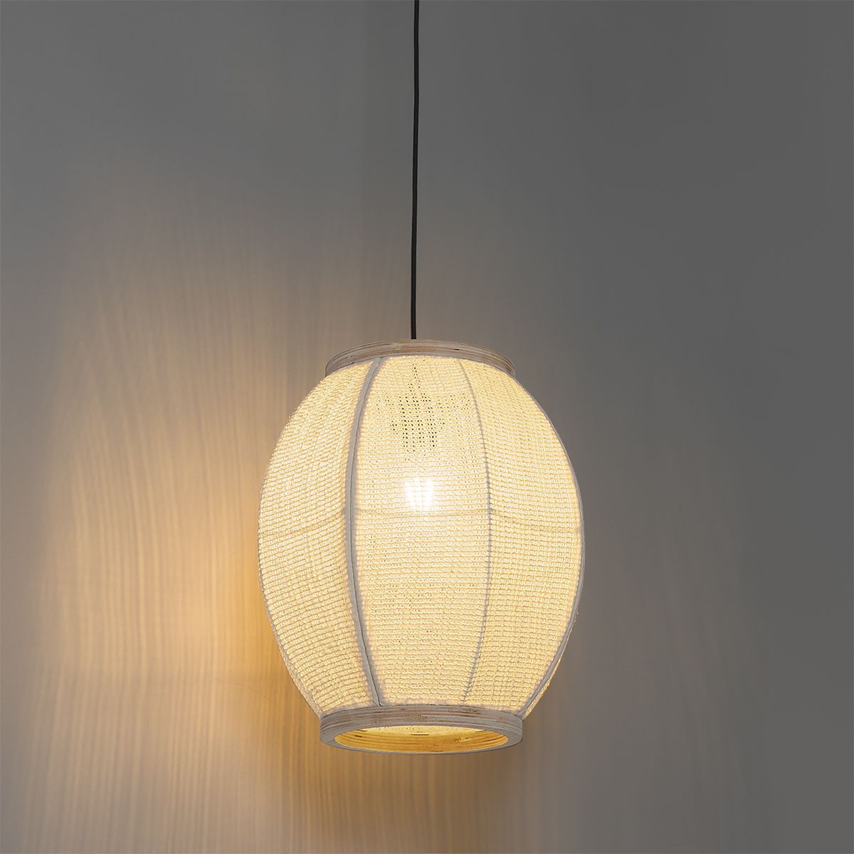 Oosterse hanglamp naturel stof 35 cm - Rob