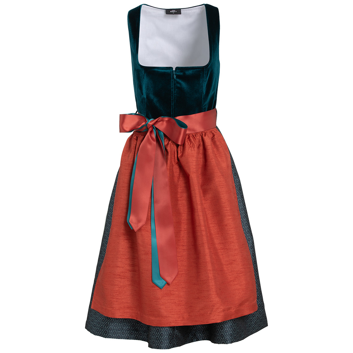 Gina Benotti Damen Dirndl mit Velvet dunkeltürkis / orange