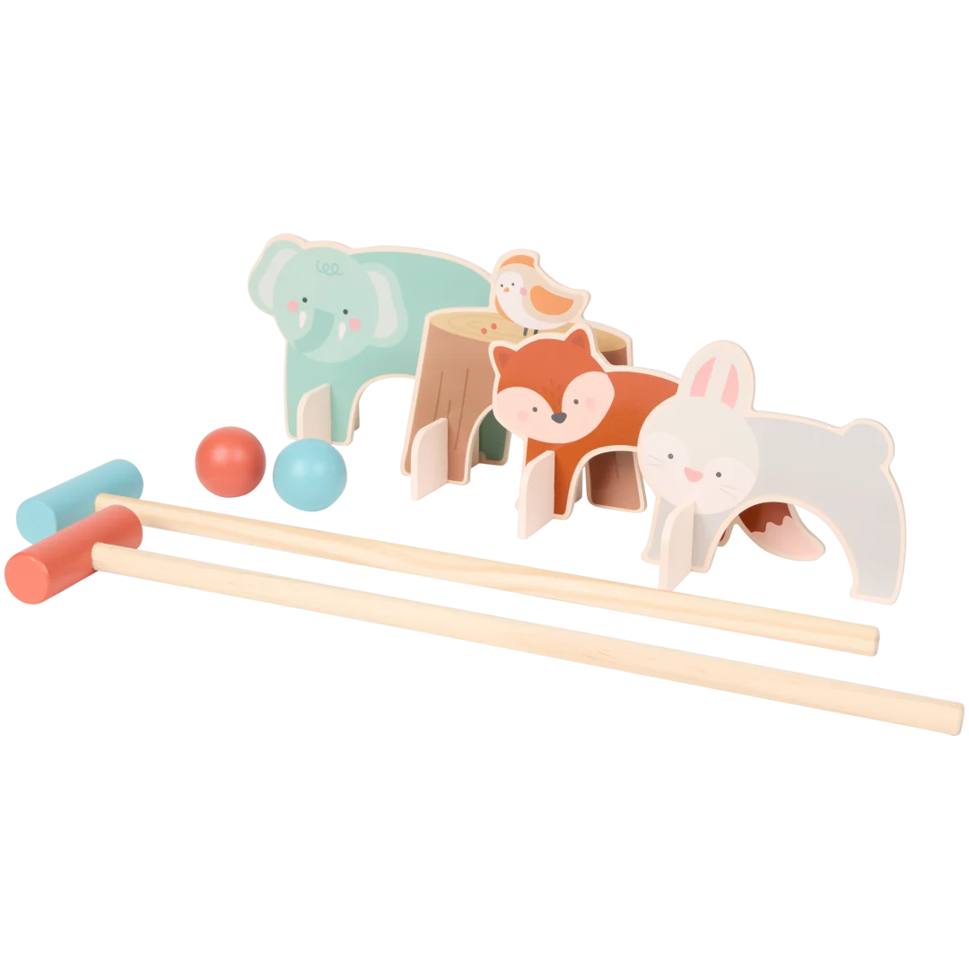 Jeu de croquet avec animaux