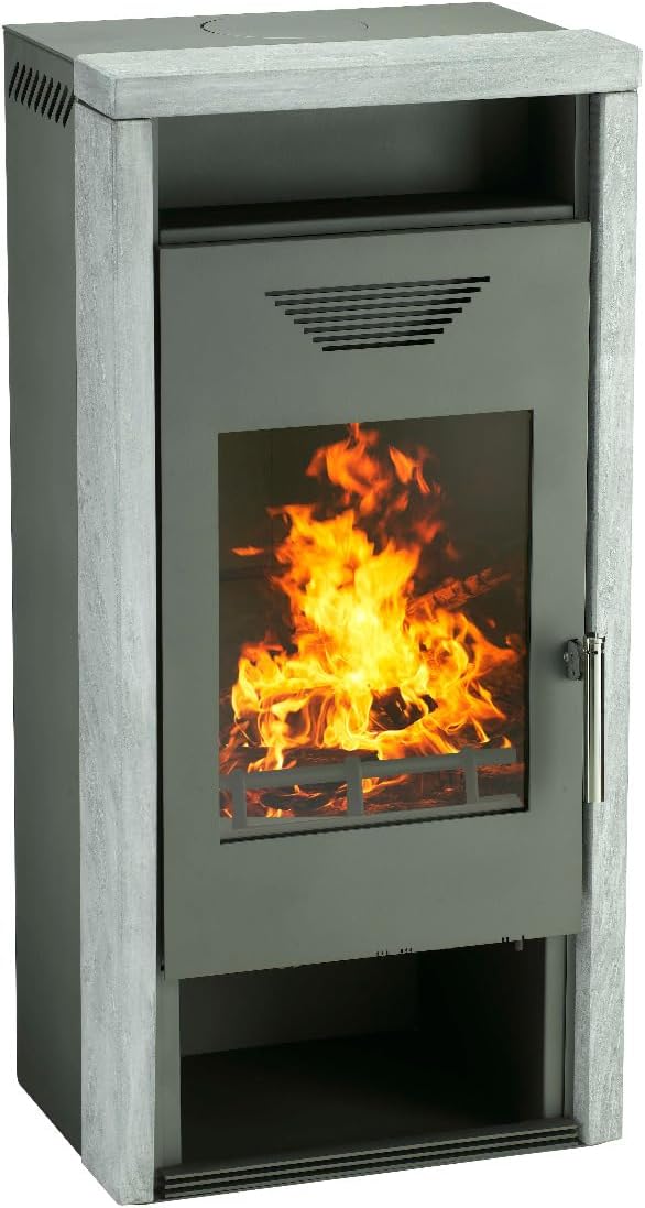 Kaminofen Wamsler KF 101 Yara Stahl gussgrau / Naturstein 8kW