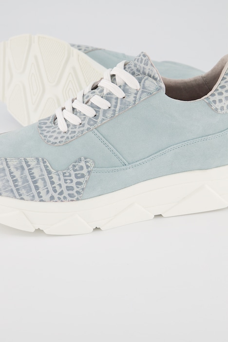 Leder-Sneaker, Schlangendruck, Zackensohle, Weite H