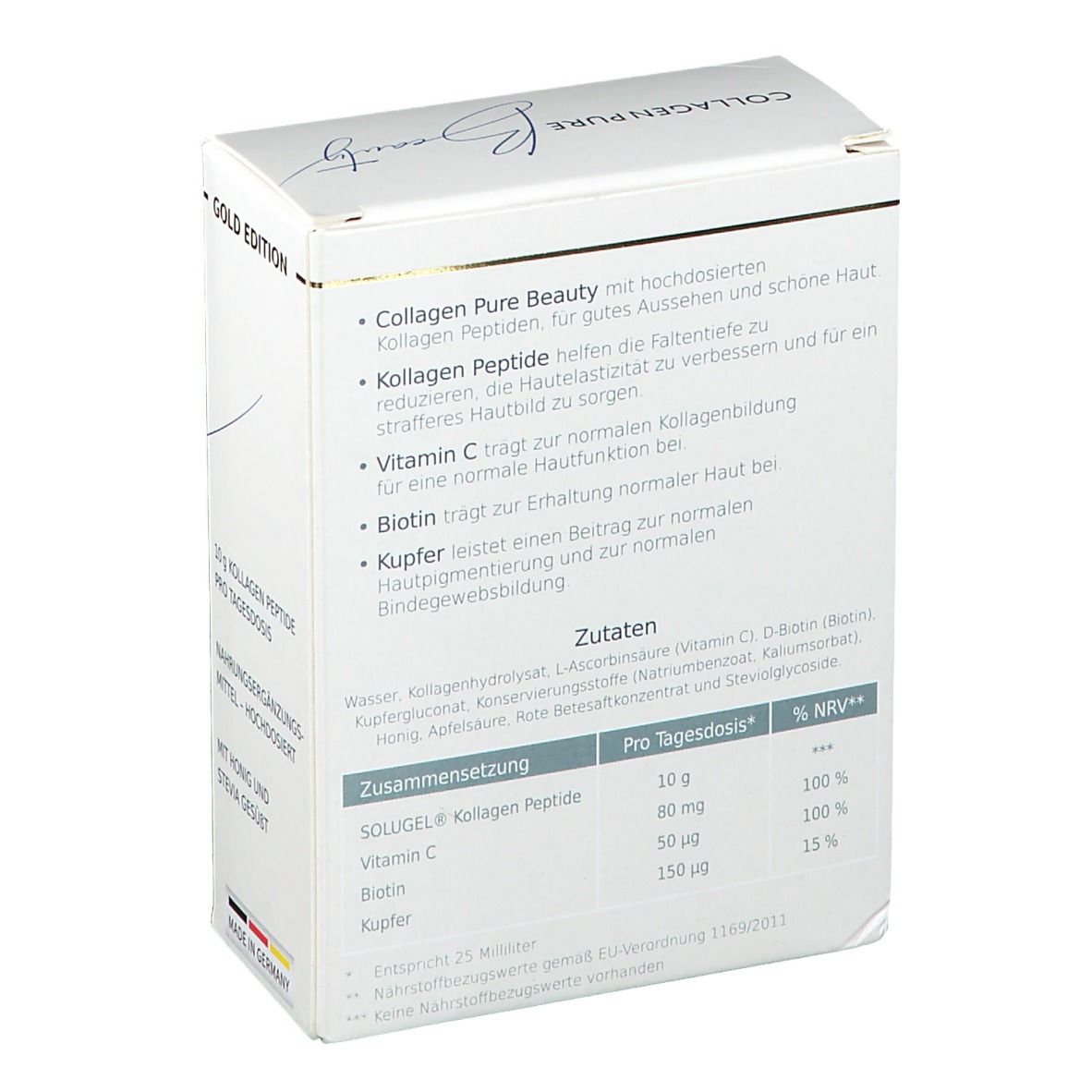 COLLAGEN PURE Beauty 10 g Gold Trinkampullen hochdosiert