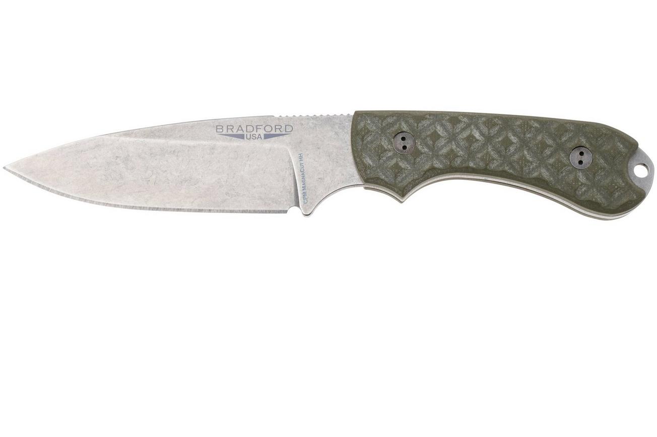 Bradford Knives Guardian 3.2 CPM-MagnaCut High Hardness, Sabre Grind, Stonewashed Finish, Textured OD Green, vaststaand mes