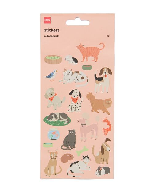 2 feuilles d’autocollants animaux de compagnie 19x10