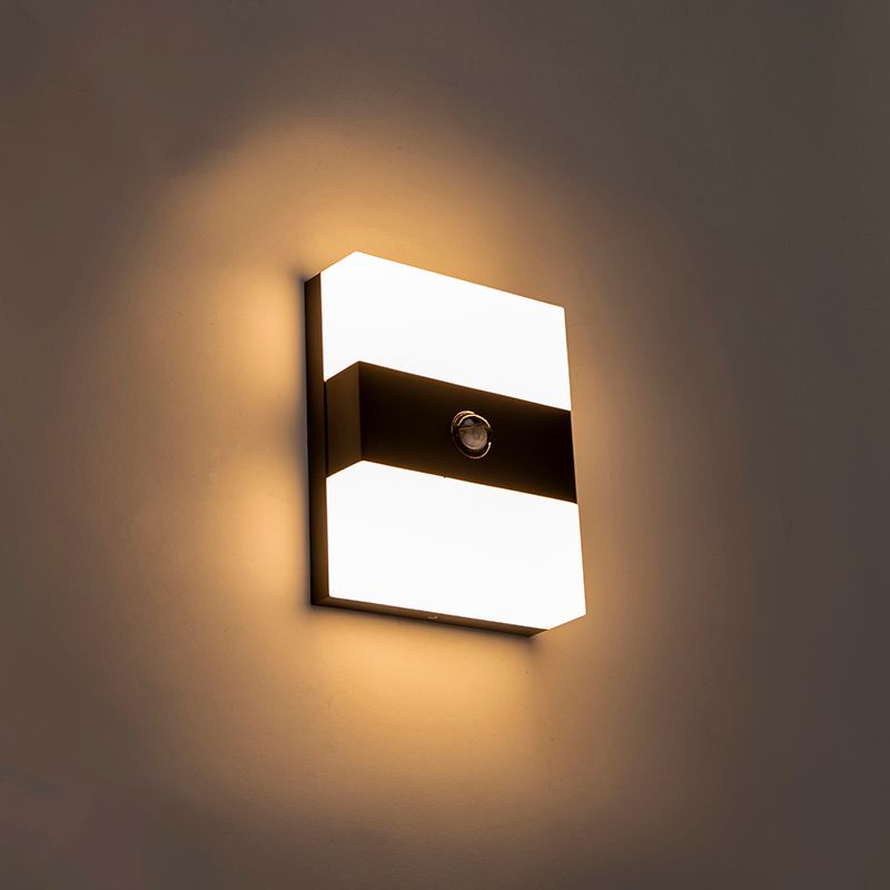 Buitenwandlamp zwart IP44 incl. LED met bewegingsmelder - Dualy