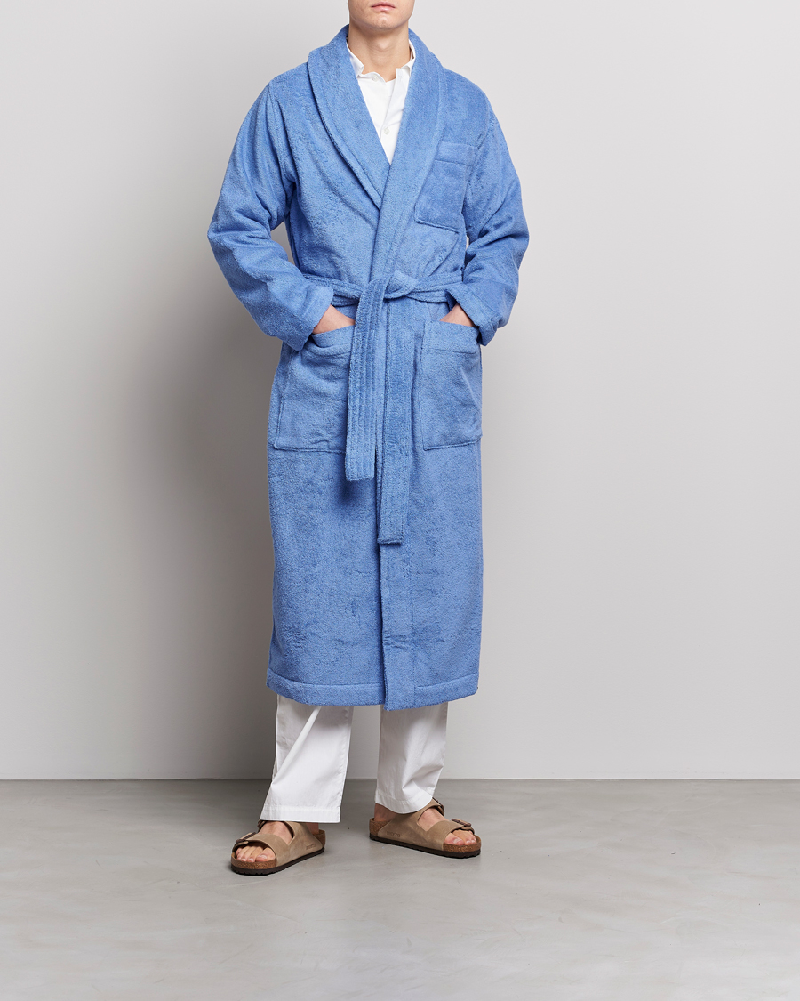 Tekla Organic Terry Classic Bathrobe Clear Blue
