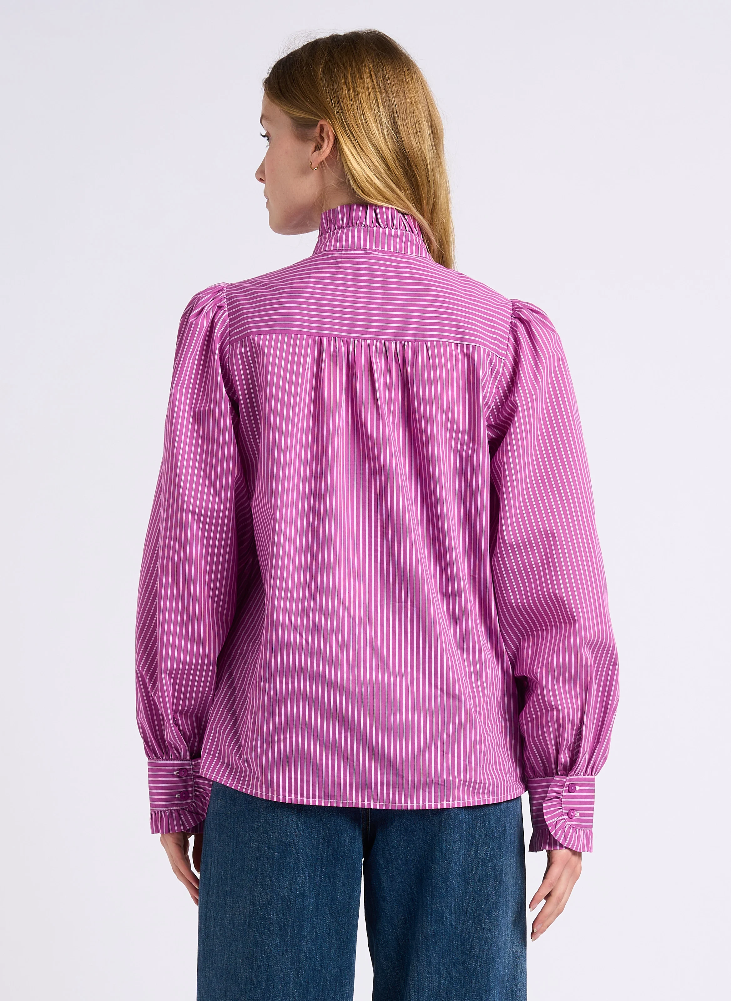 LEONY - Chemise rayée en coton mélangé | Violet
