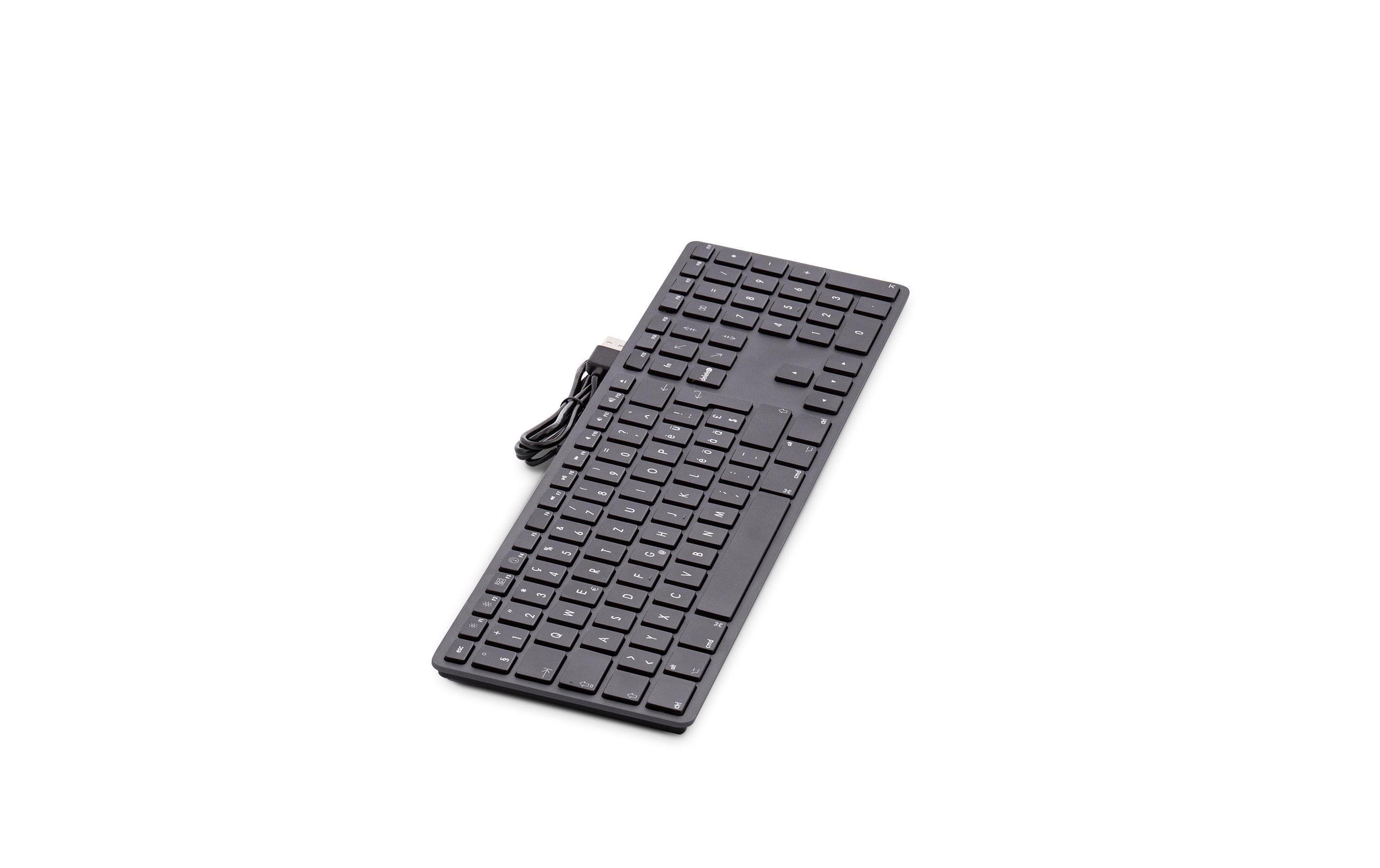 Tastatur KB-1243 Schwarz, Mac CH-Layout mit ZiffernblockElegante Mac-Tastatur mit Aluminiumcover