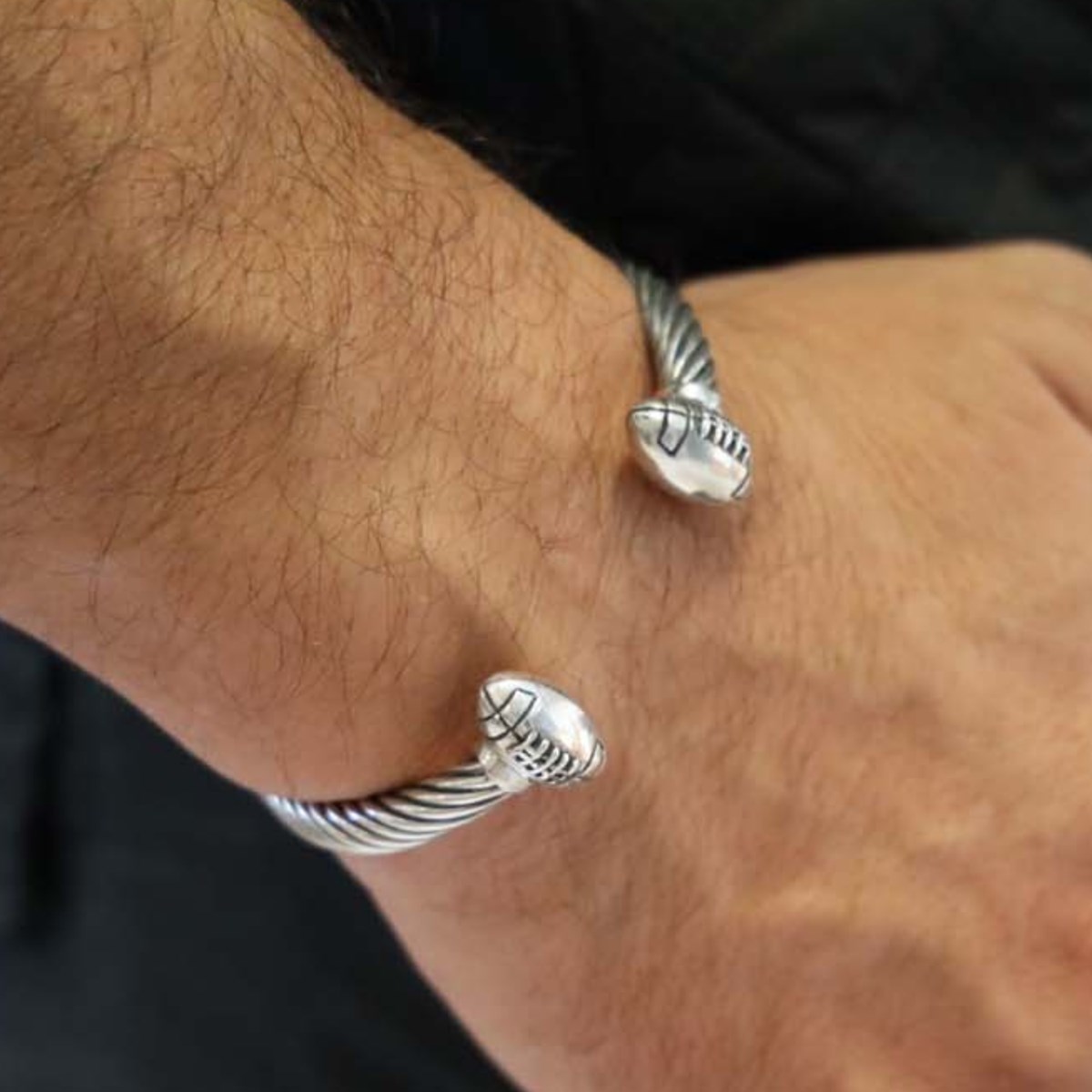 Bracelet Jonc Argent Football Americain
