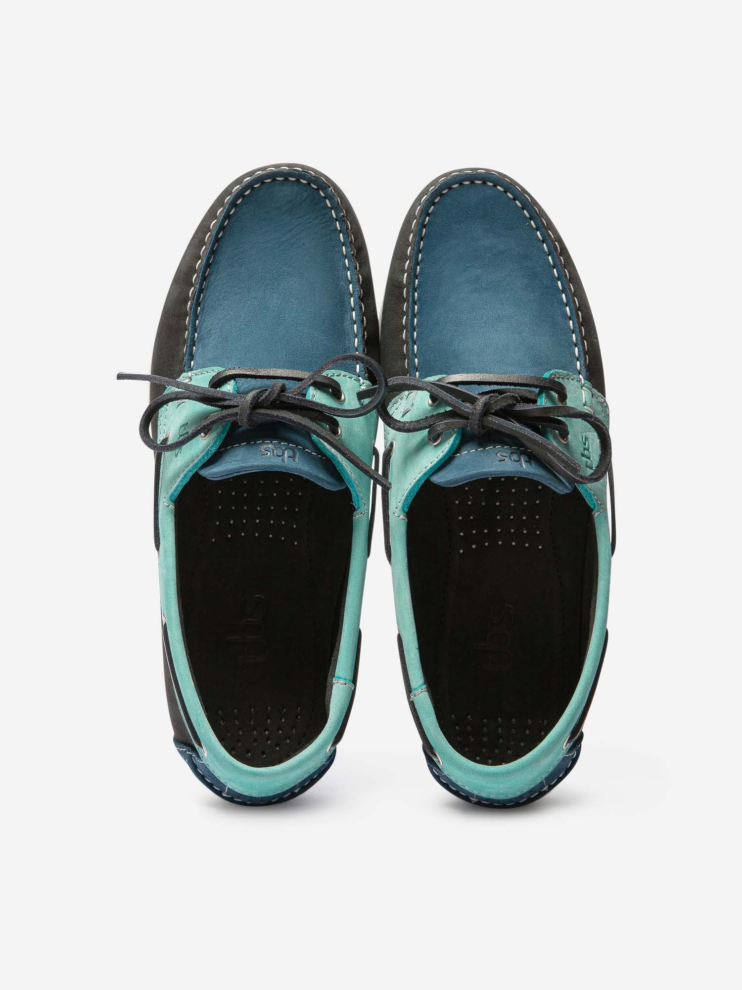 Chaussures Bateau Homme Cuir Turquoise et Marine