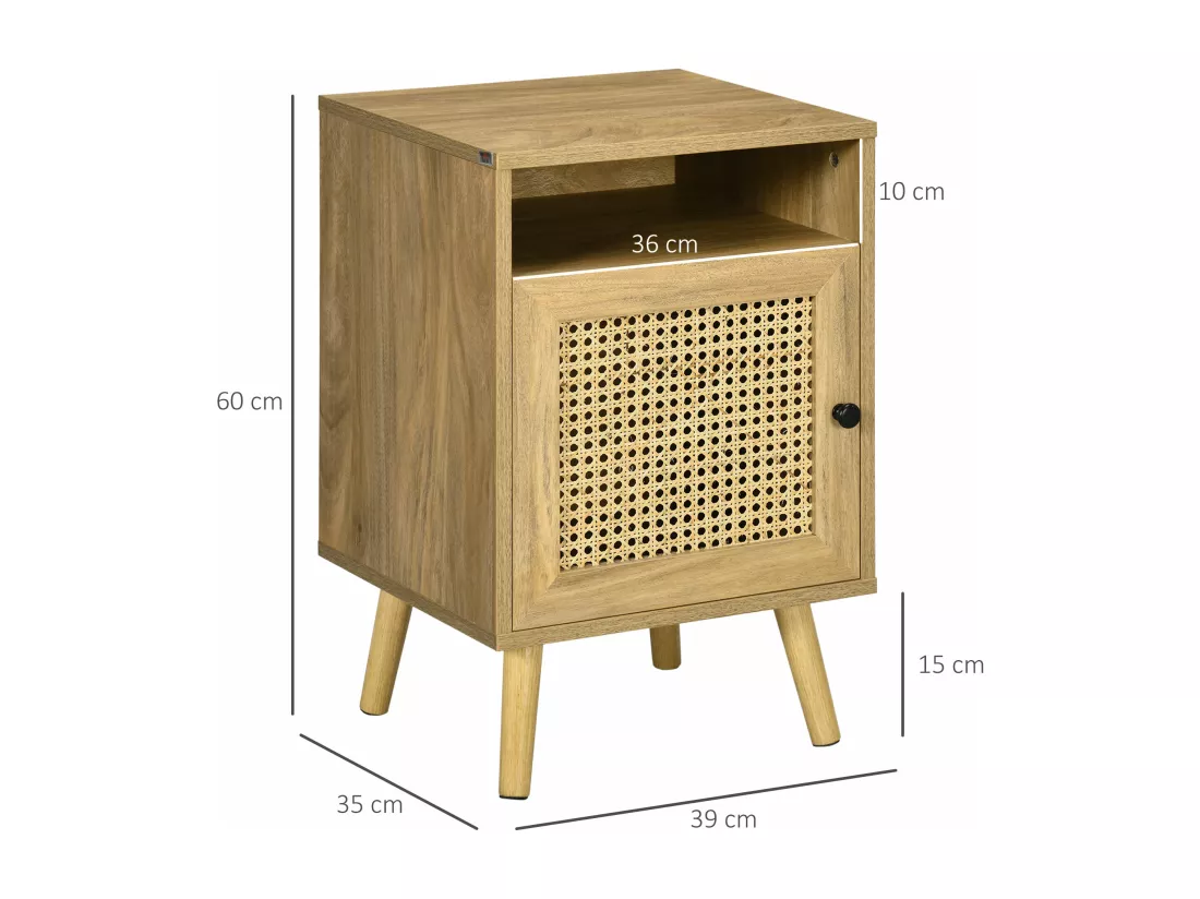 Chevets style bohème - lot de 2 tables de nuit design - placard, niche - aspect bois manguier rotin