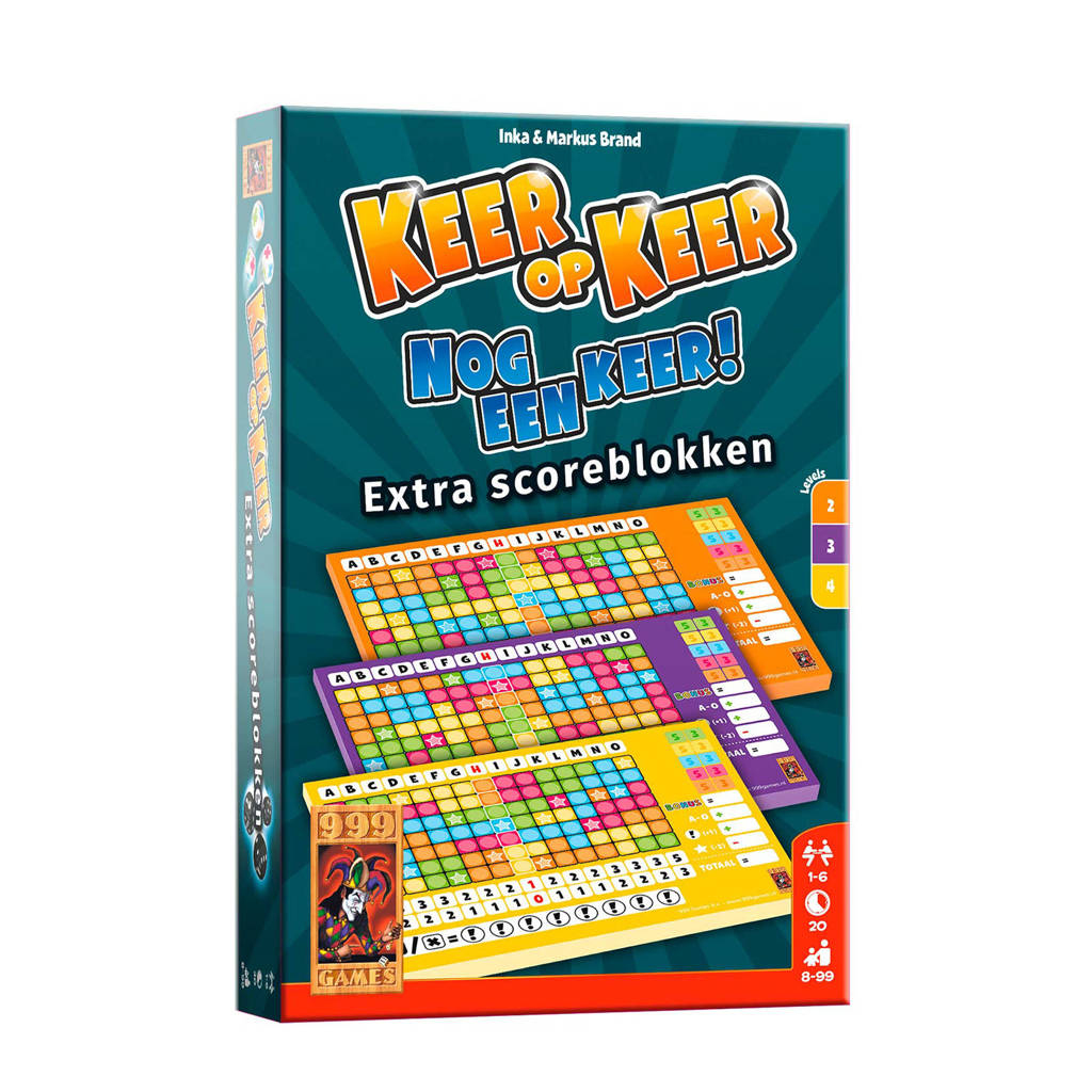 keer op keer scoreblok 3 stuks level 2, 3 en 4 uitbreidingsspel