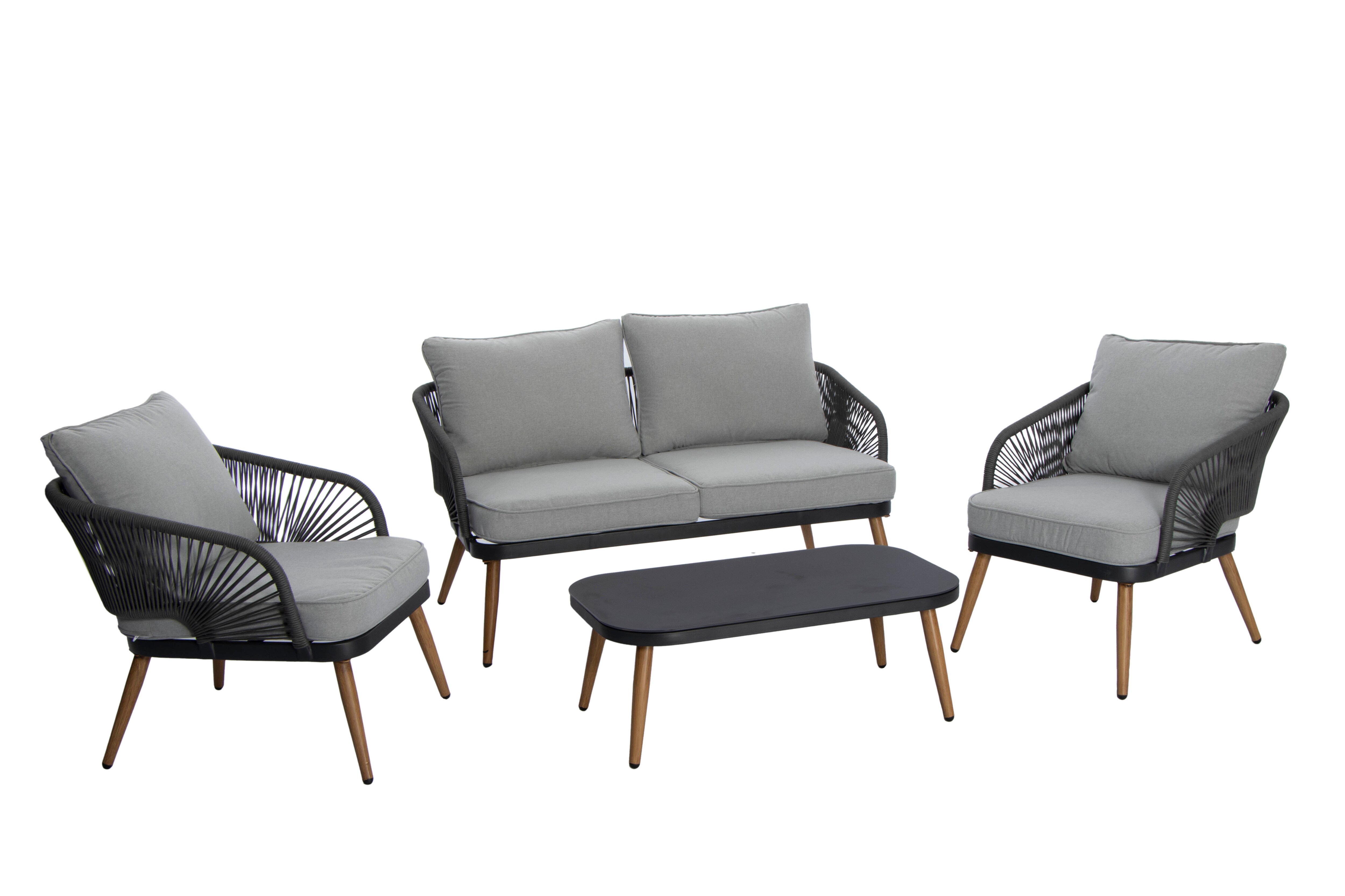 greemotion 4-tlg. Outdoor-Möbel-Set mit Kissen Luzern