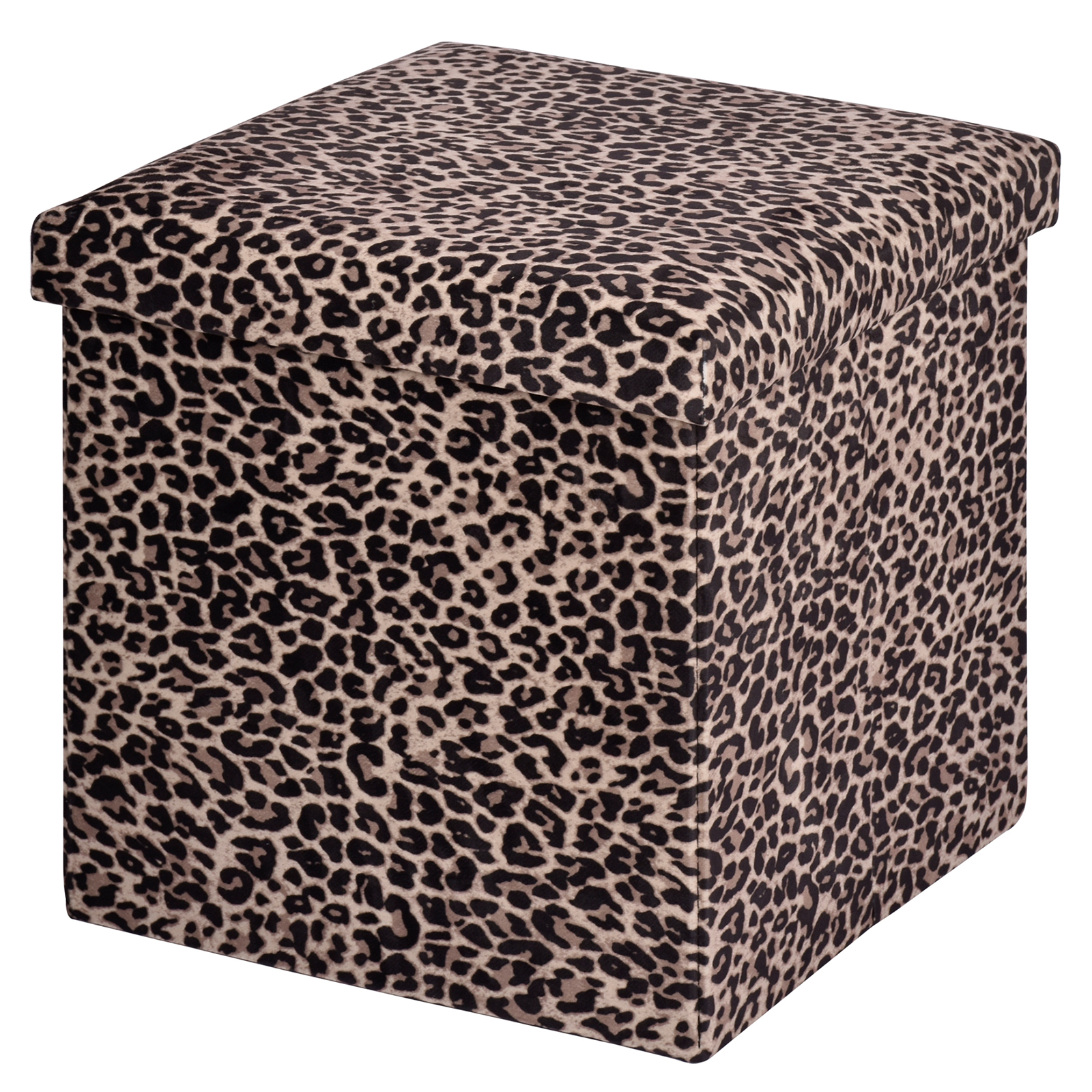 Sitzhocker - beige-braun - Leopardenfelloptik