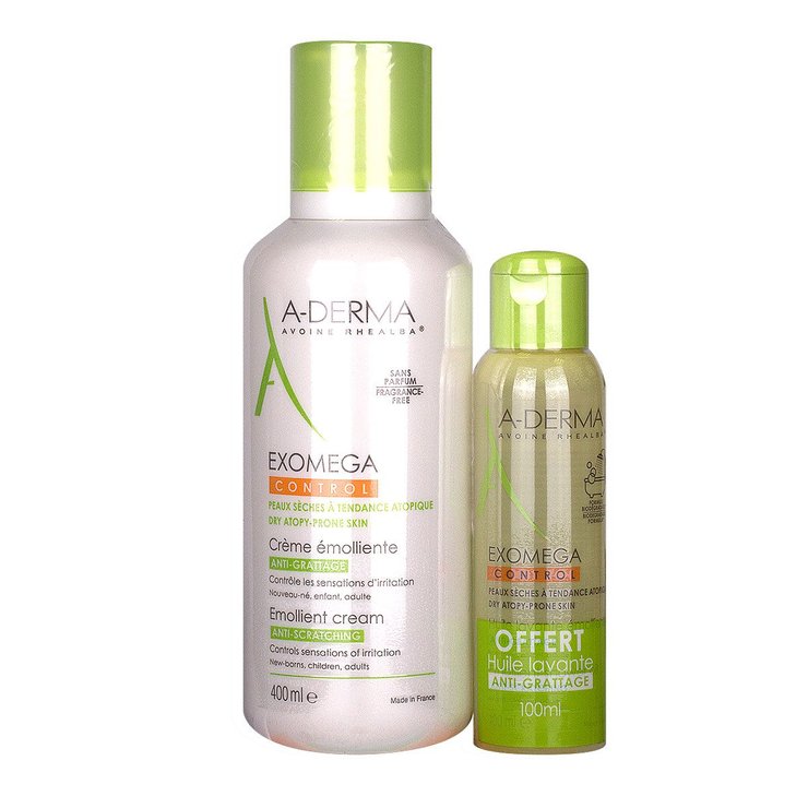 Exomega Control crème émolliente 400ml + huile lavante offerte 100ml