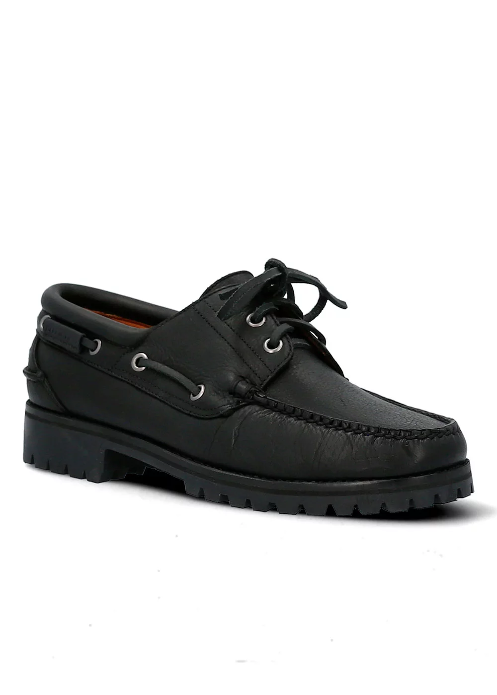 BATEAU LUG 3 EYELETS CUIR NOIR