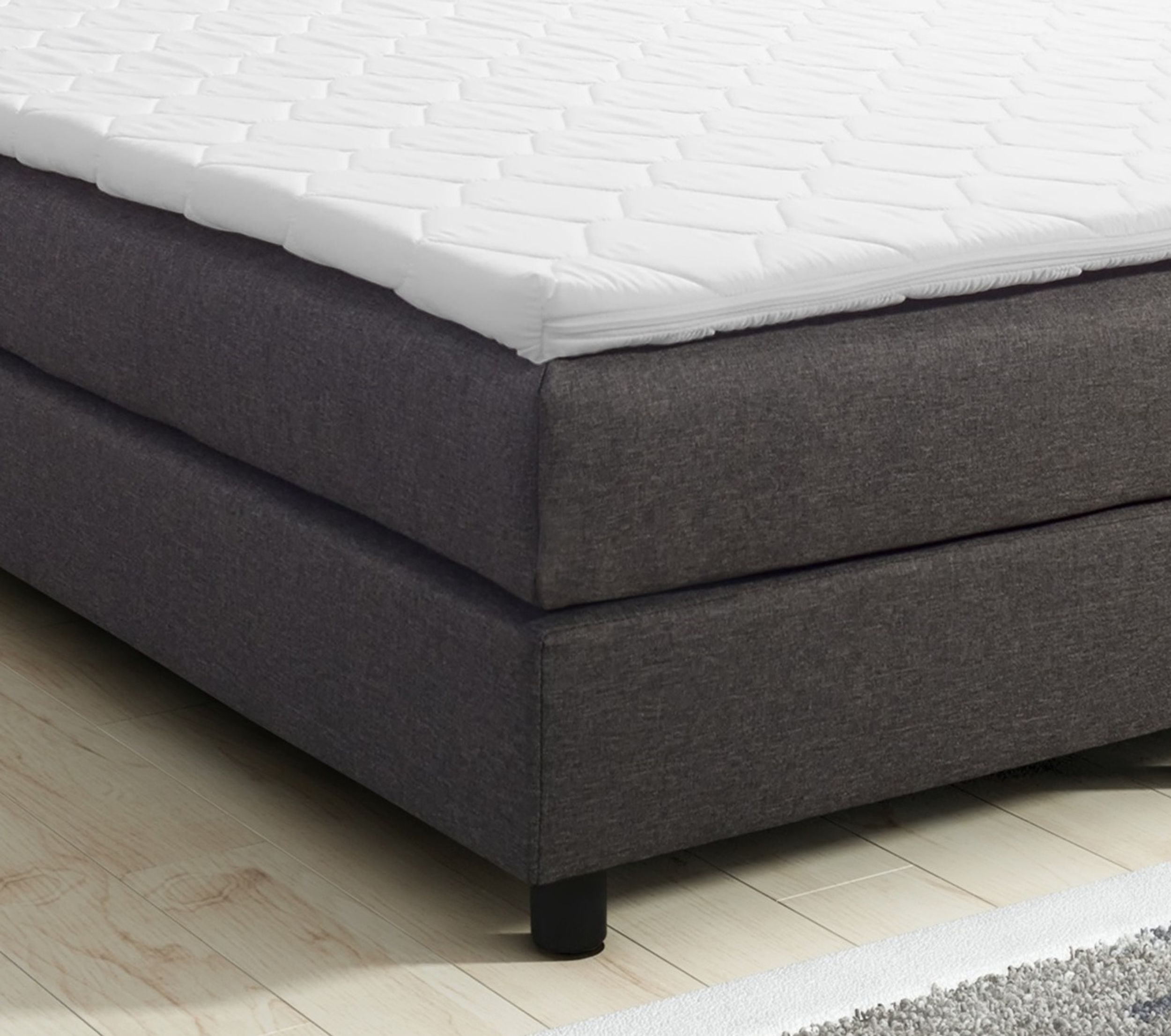 Boxspringbett Boxbett Glenn 2 Tablet Hotelbett 140x200 Bett Topper Grau