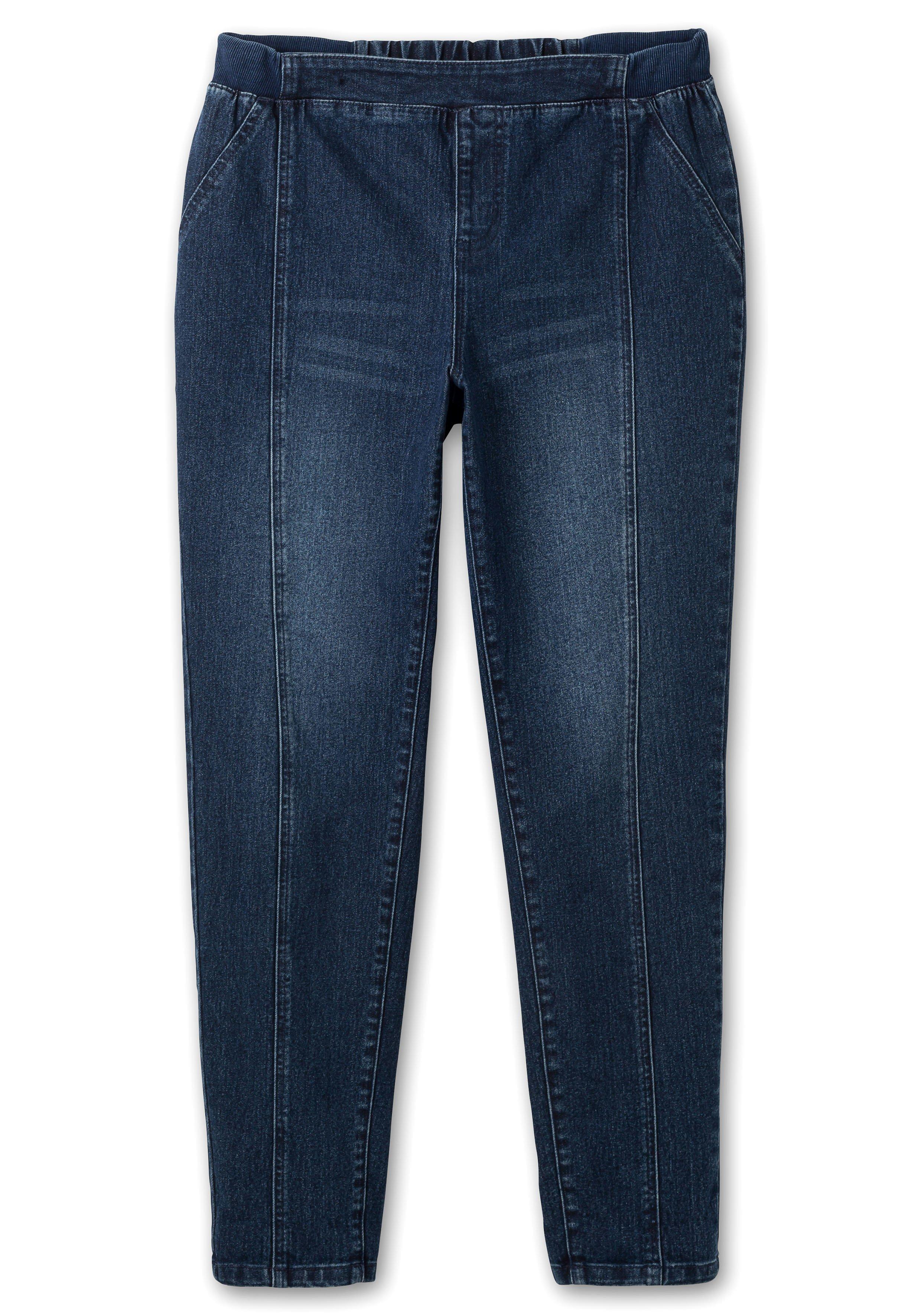 Schmale Jeans mit Gummibund und Teilungsnähten