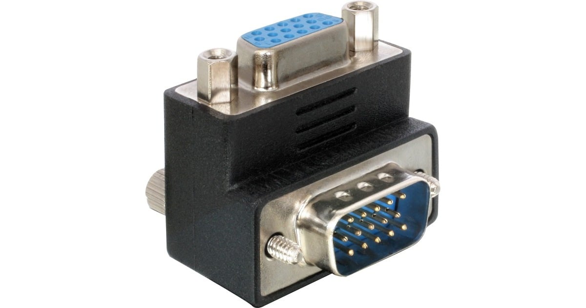 DeLOCKAdapter 90° VGA > VGA  (Zwart, 90° gebogen, 65171)