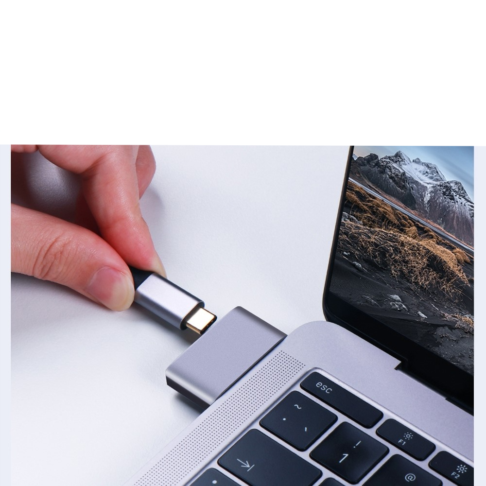 Aluminium Dual USB C auf USB 3.1 / USB C Adapter für Apple Macbook Pro / Air (10GB/s) - Grau