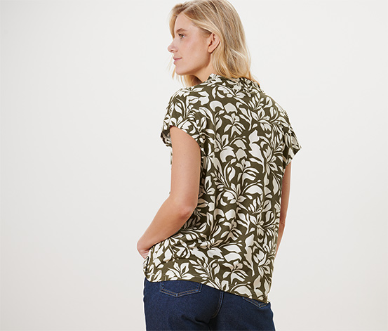 Bedrucktes Blusenshirt mit V-Ausschnitt