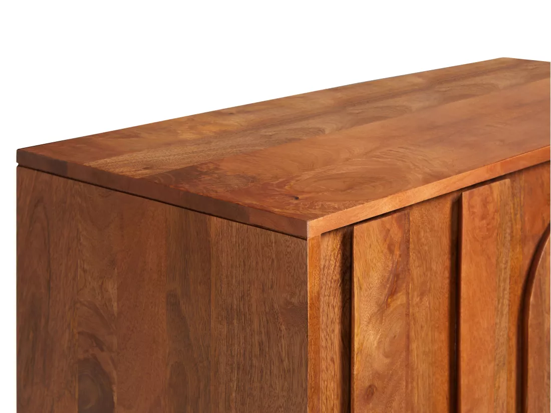 Buffet haut avec 4 portes en bois de manguier et métal noir - Naturel - MIZORAM de Maison Céphy