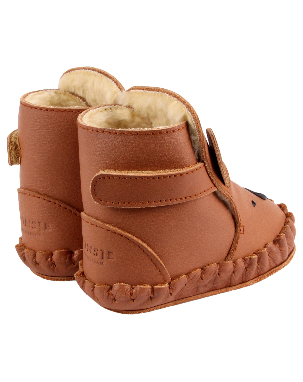 Krabbelschuhe KAPI CLASSIC - BEAR gefüttert in cognac