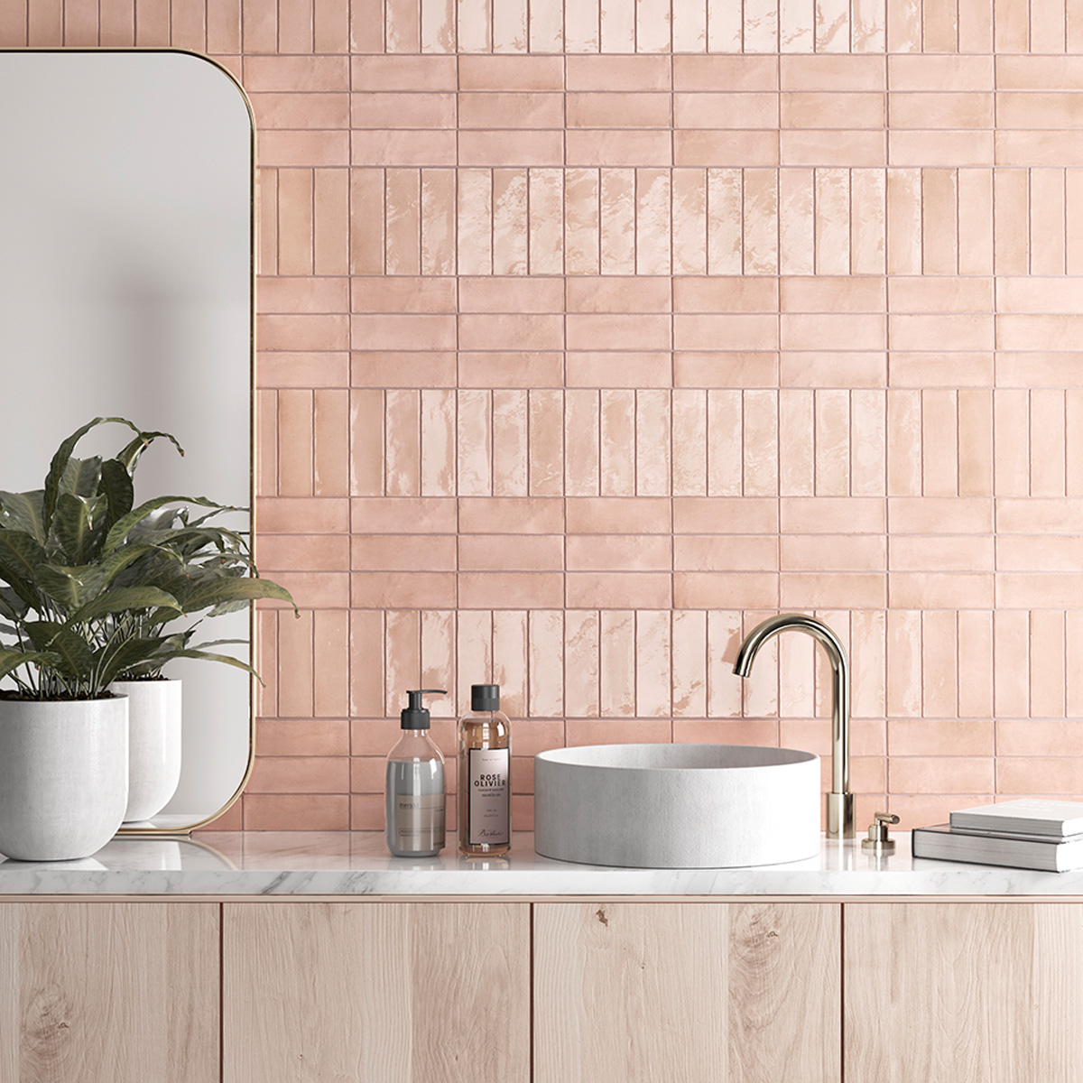 Jabo Premium Koko wandtegel 15x5cm zalm roze glans