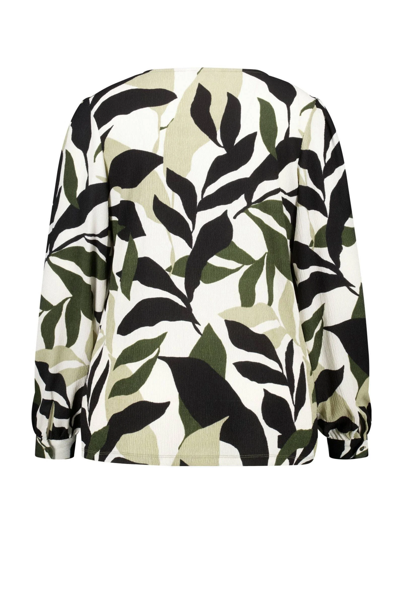 MS Mode blouse met all over print kaki/zwart/wit