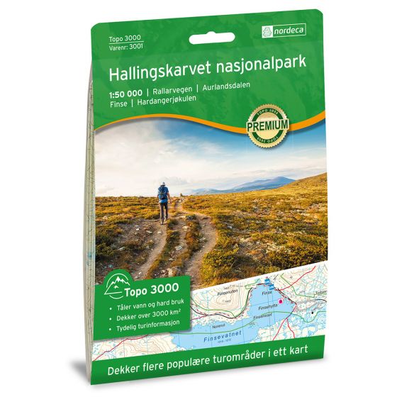 Turkart, Hallingskarvet nasjonalpark<br>Dekker populære turområder med uthevet turinformasjon!