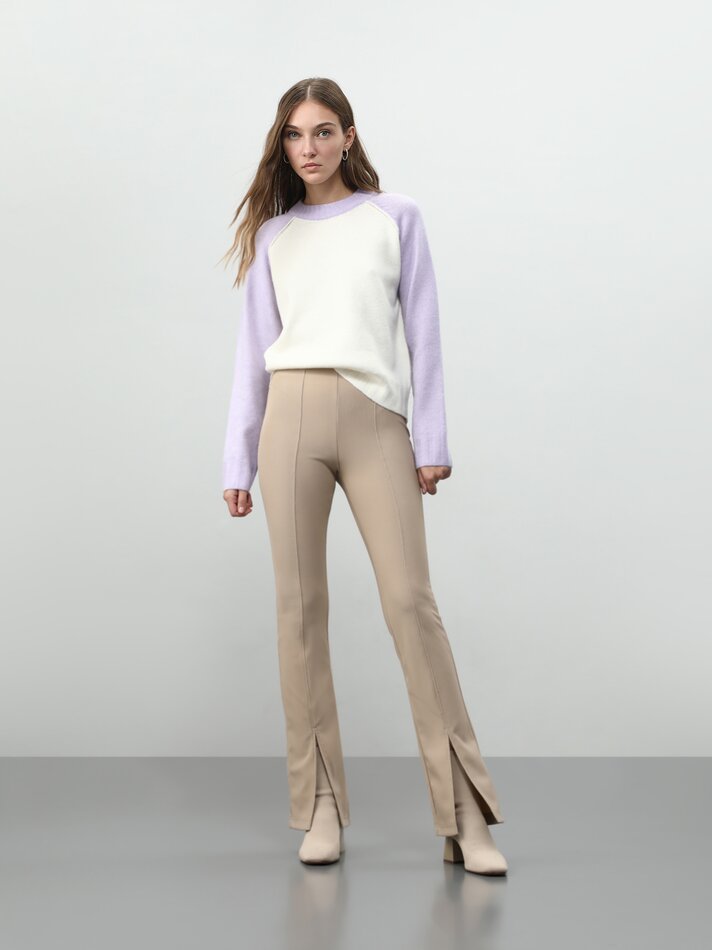 Legging com abertura - Bege claro