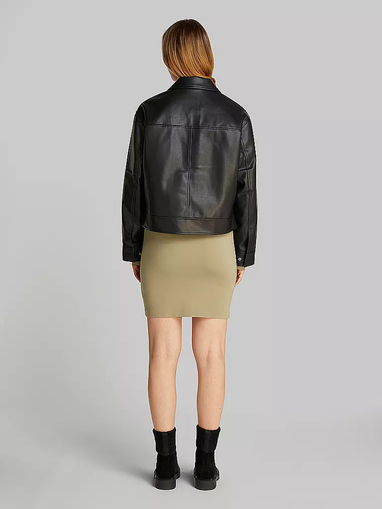 CALVIN KLEIN JEANS Jacke in Lederoptik schwarz