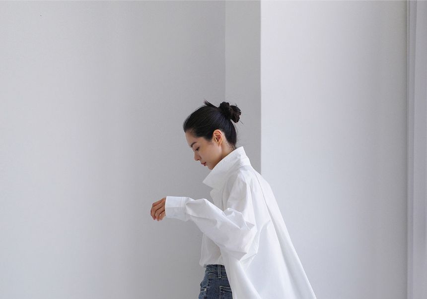 Ango - Oversized lang overhemd met lange mouwen en split