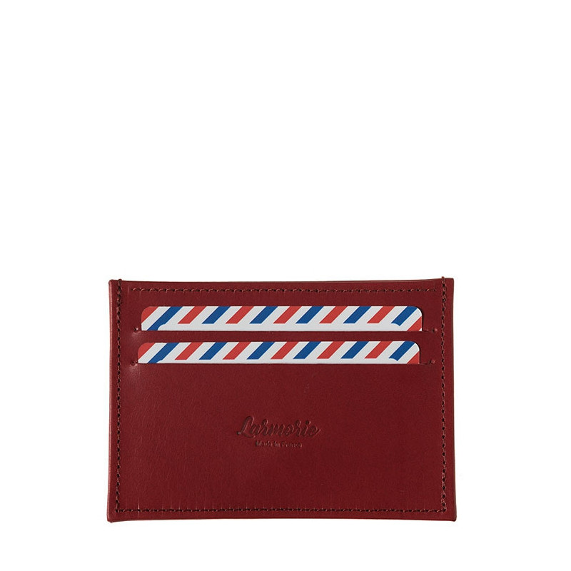 Porte-cartes Georges en cuir végétal Galet Rouge