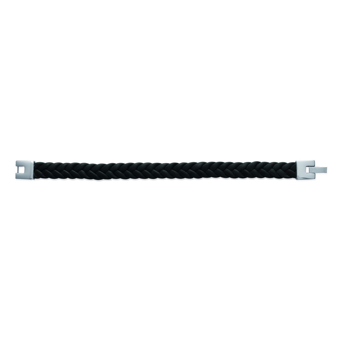 Bracelet homme Brillaxis en cuir noir tressé