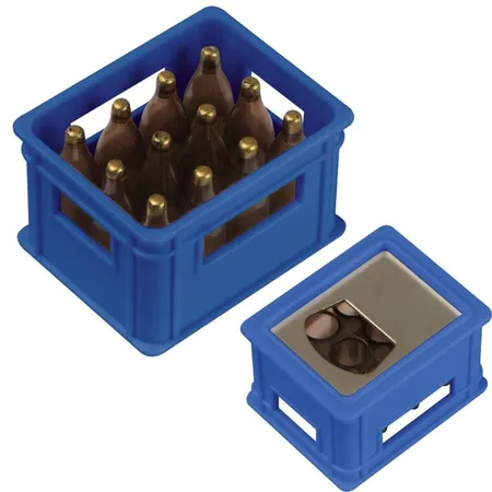 Macma Flaschenöffner in der Form eines Bierkastens, blau