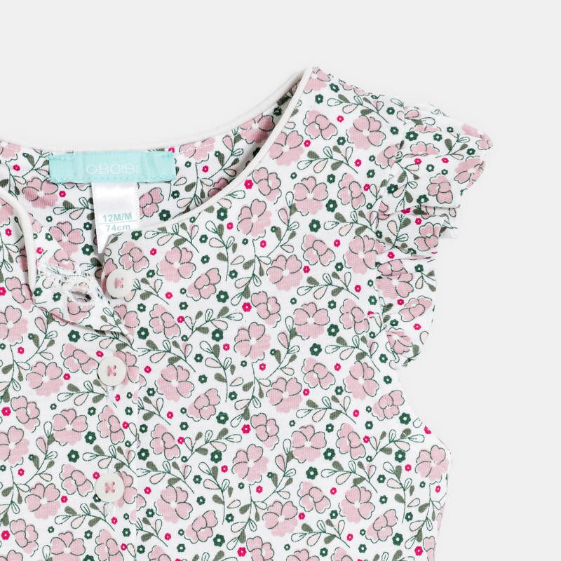 Combinaison courte fleurie rose bébé fille Mauve Violet
