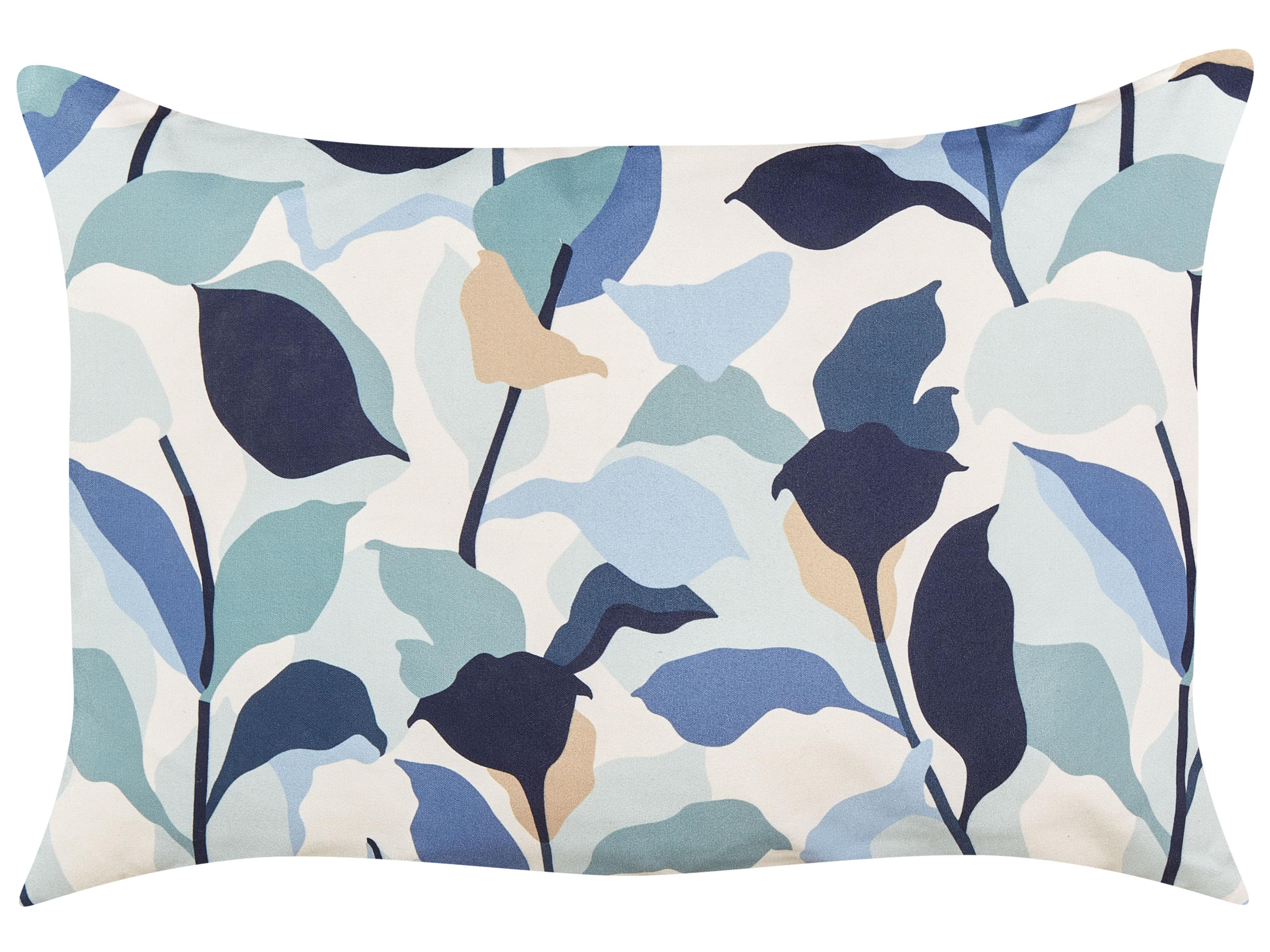 Set van 2 tuinkussens VEGLINO bladpatroon 40 x 60 cm Blauw