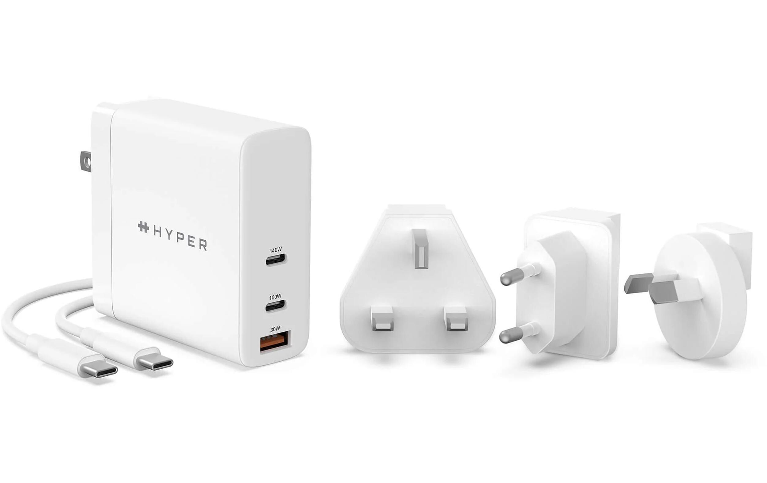 USB-Wandladegerät HyperJuice GaN 140 W<br>USB-C-Ladegerät für das gleichzeitige Laden von drei Geräten