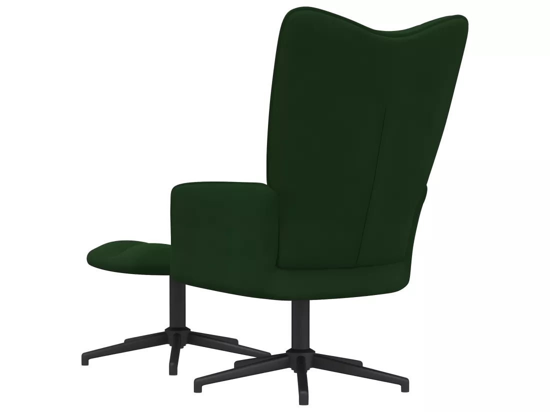 Chaise de relaxation avec repose-pied Vert foncé Velours